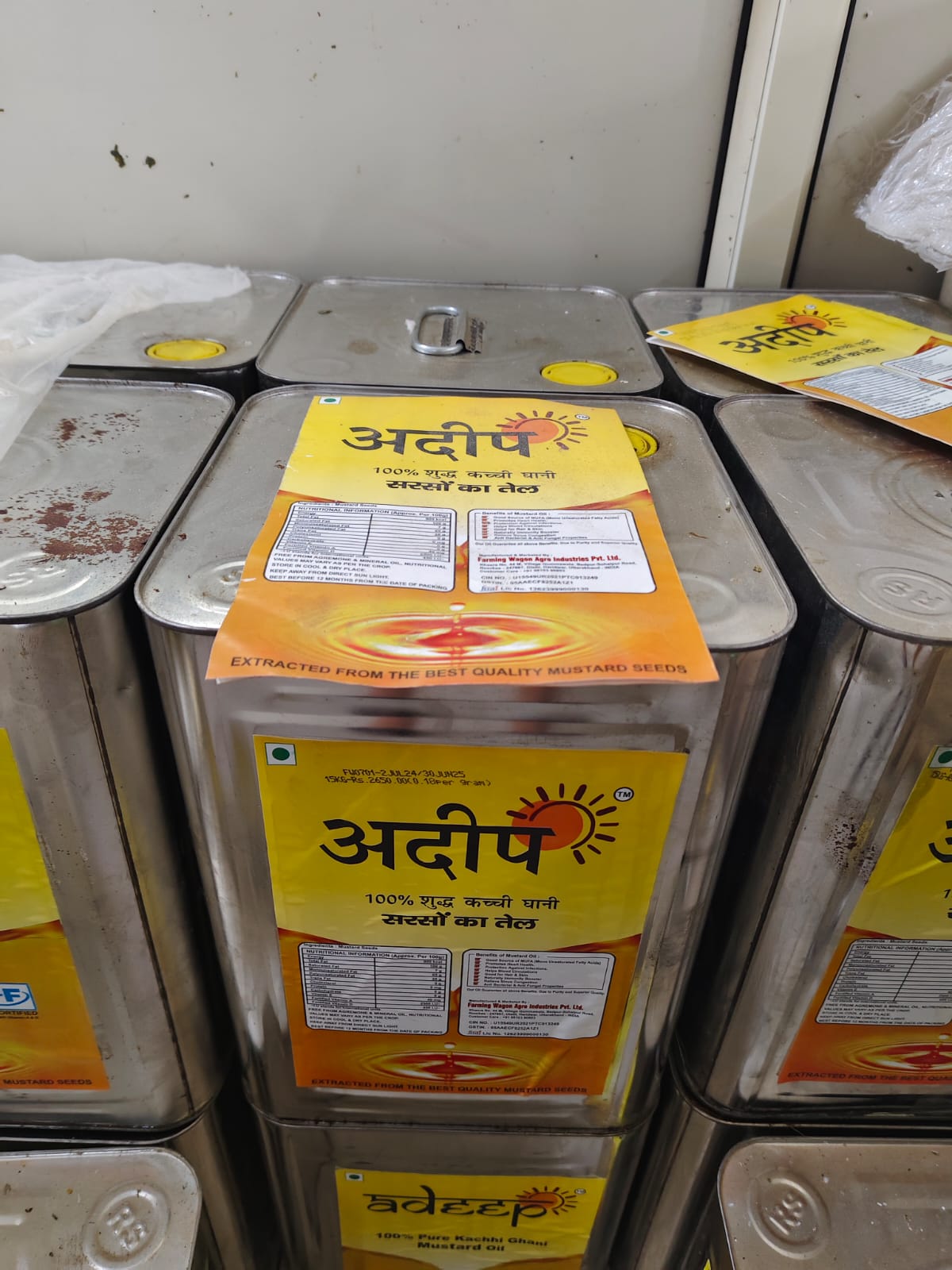 adeep Kacchi Ghani Mustard Oil 15L tins