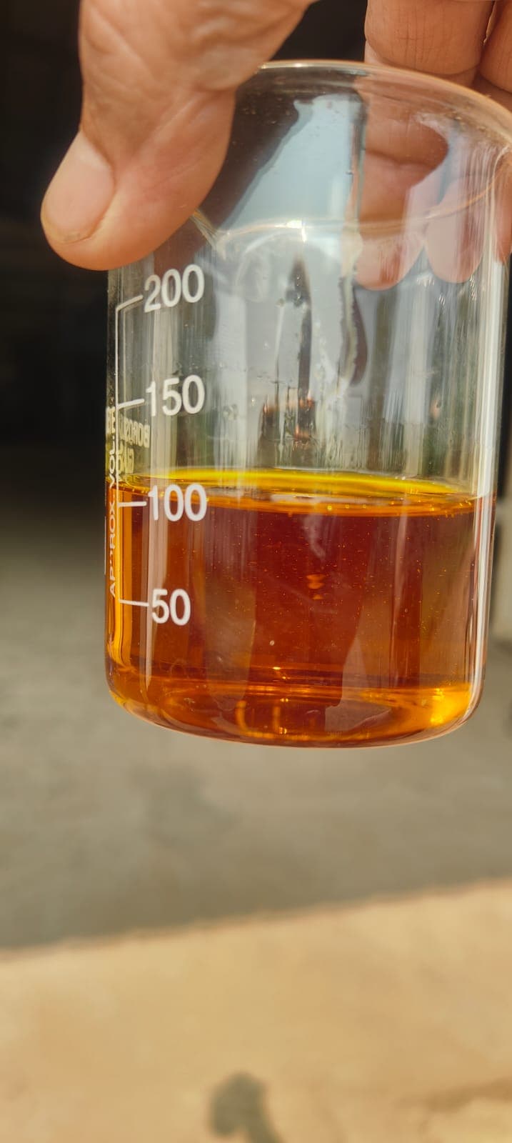 Oil sample in the lab beaker